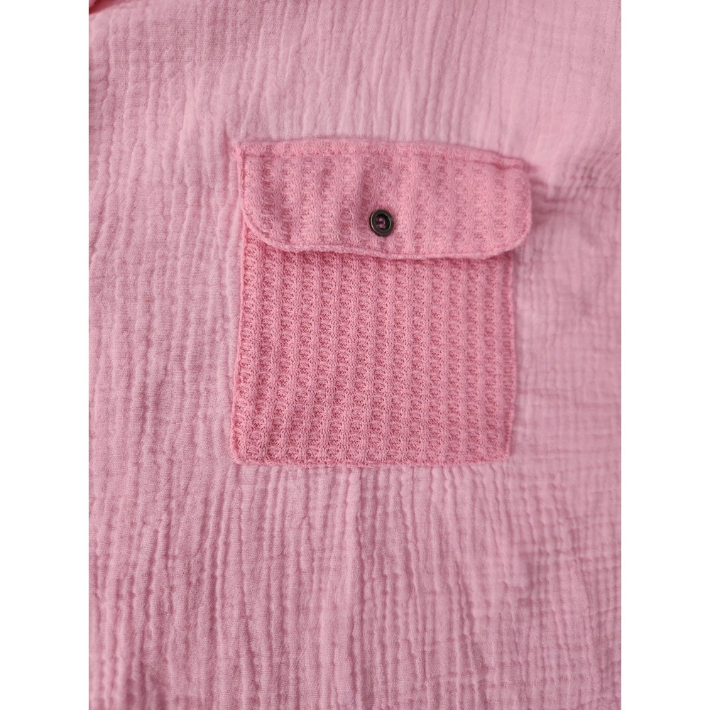 POL‎ | Oversized V-neck Pink Ballon Sleeve Boho Chic Patchwork Tunic Top M Gauze - Picture 8 of 11